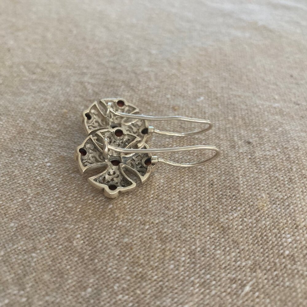 Sterling Silver & Garnet Earrings - Picture 9 of 12